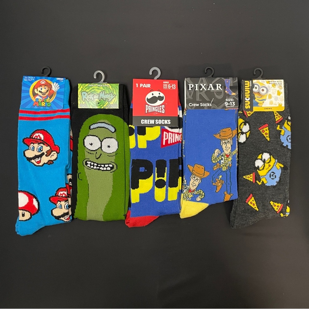 ~ L@@K~ Lot 15x Novelty Crew Sock Size 6-12 - Picture 6 of 7